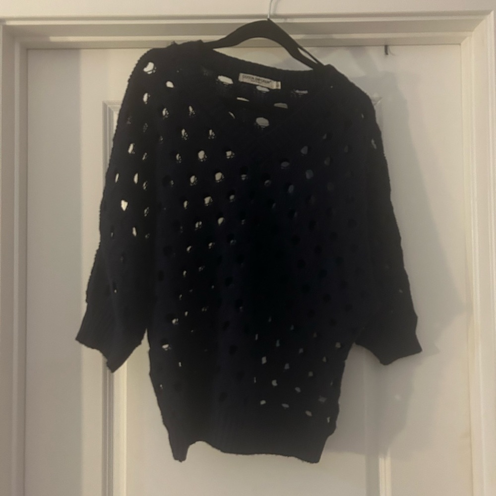 Navy blue oversized sweater with holes
